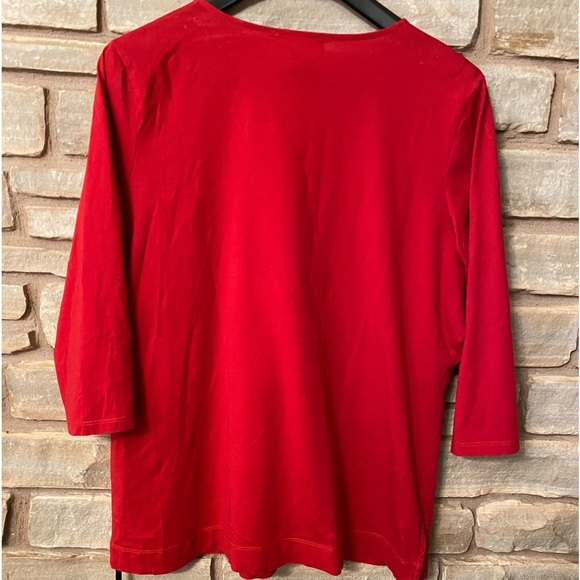 Lauren Ralph Lauren Top Women 1X Red Pullover Blouse Casual Preppy Breathable - Picture 3 of 10